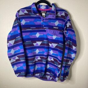 Patagonia Women's Blue and Purple Jacket Half Snap Size XS